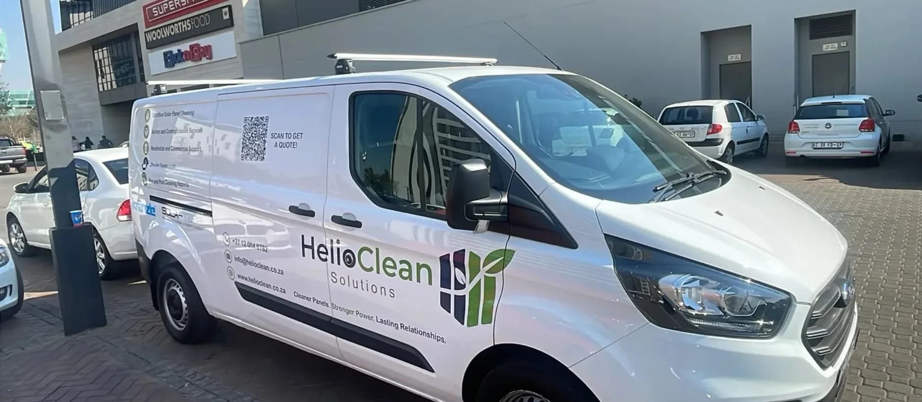 HelioClean Solutions branded van ready for solar panel cleaning